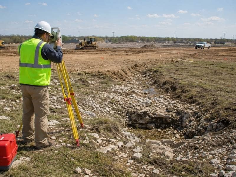 karst survey commercial expansion clarksville tn - Clarksville Land Surveying Karst survey mapping surface depressions near a commercial expansion site in Clarksville Tennessee